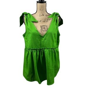 Green Target Tie-Shoulder Sleeveless Top